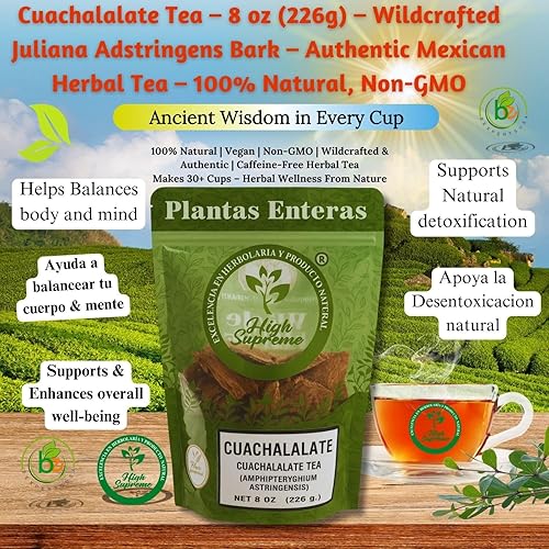 Miniatura 4 de Té Cuachalalate  8 oz (226g)  Corteza de Juliana Adstringens silvestre  Auténtico té de hierbas mexicanas  100% natural, sin OMG  Infusión digestiva