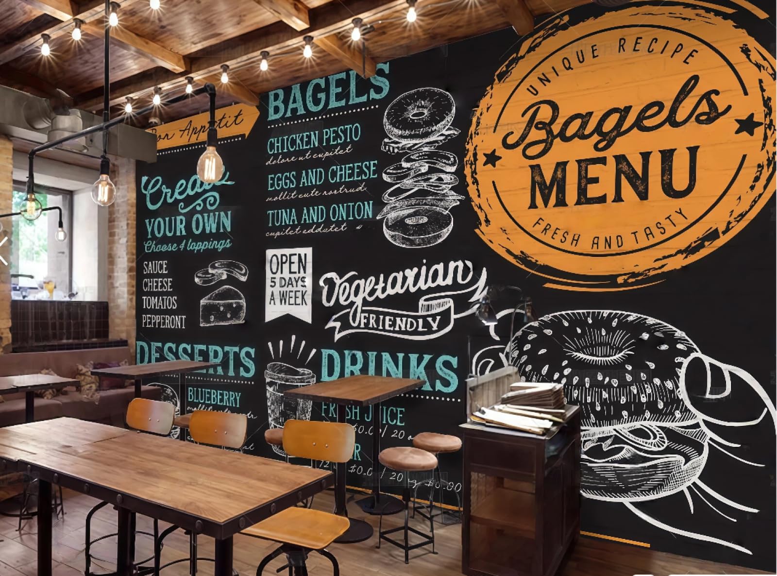 rskjdghshd Wallpaper Chalk Hand Drawn Illustration Gourmet Hamburger Dessert Shop Western Restaurant Background Wall Mural Afternoon Tea Coffee Shop Wallpaper,3D,250x175cm