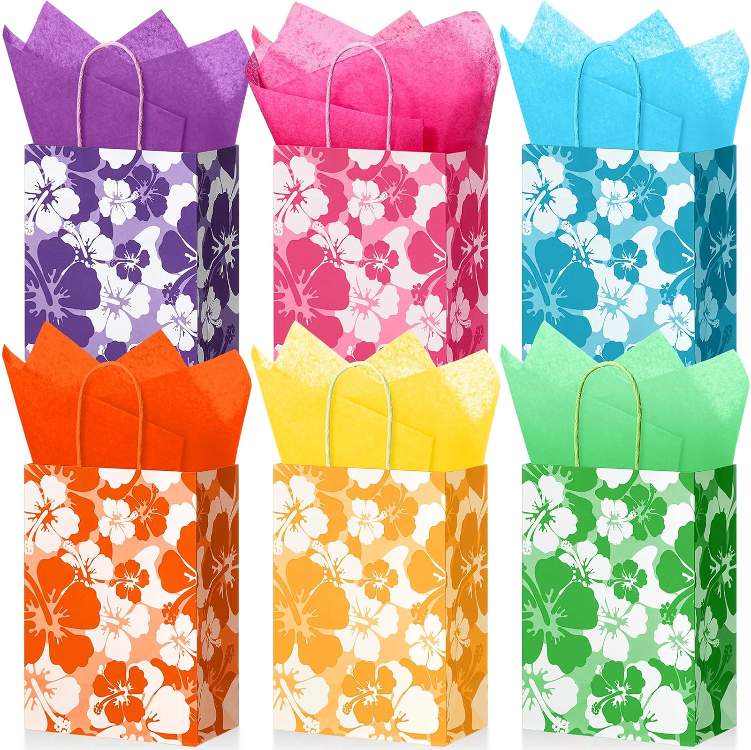Teling 36 Pcs Hibiscus Party Favor Bag Hawaiian Themed