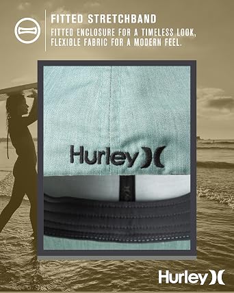 Hurley Men's Baseball Cap - Stretch Fit Lightweight Curved Bill Icon Weld Fitted Baseball Hat for Men (Sizes: S-M, L-XL)