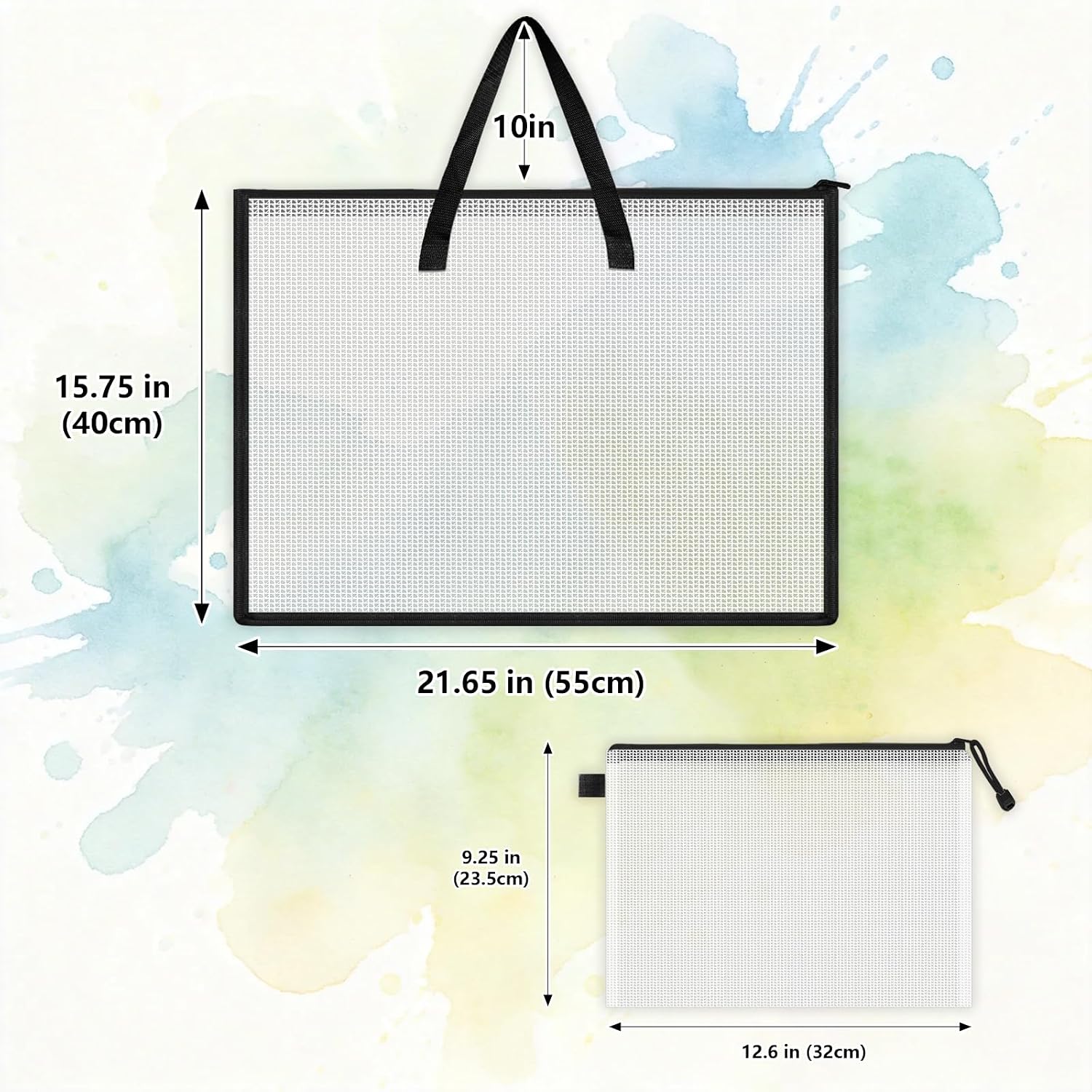 TOTiyea 7-Pack Art Portfolio Bags with Handle & Zipper, Clear Waterproof Poster Storage Set(15.75” x 21.65” & 9.25” x 12.6”), Large Artwork storage for Artwork, Scrapbook, Keepsake & Bulletin Board