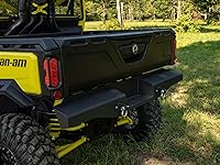 Vista 7 de SuperATV Sheet Metal Rear Bumper For Can Am Defender HD 5/8/10/MAX, Thick Steel Plating, 2 D-Ring Shackles, Built-In Winch Mount Pre-Fit For