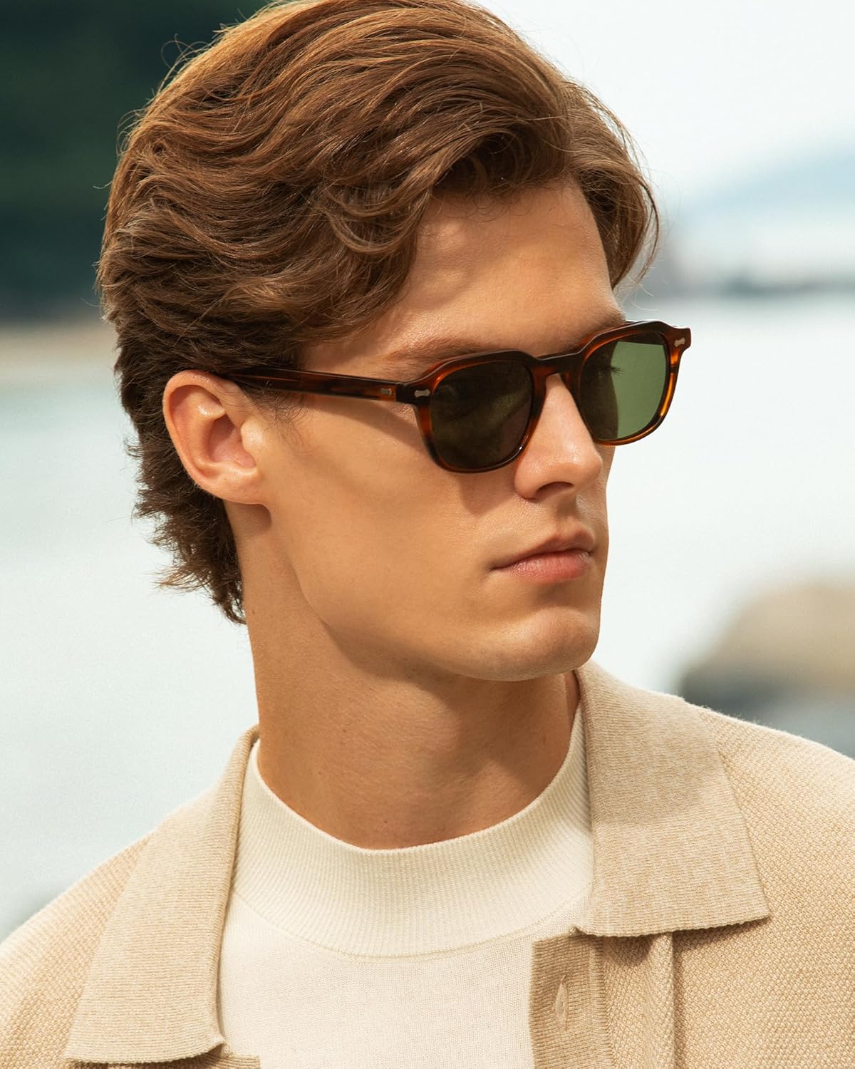 CARFIA Polarized Sunglasses for Men UV400 Protection, Retro Sun Glasses with Acetate Square Frame for Driving Fishing CA5405 - Image 4