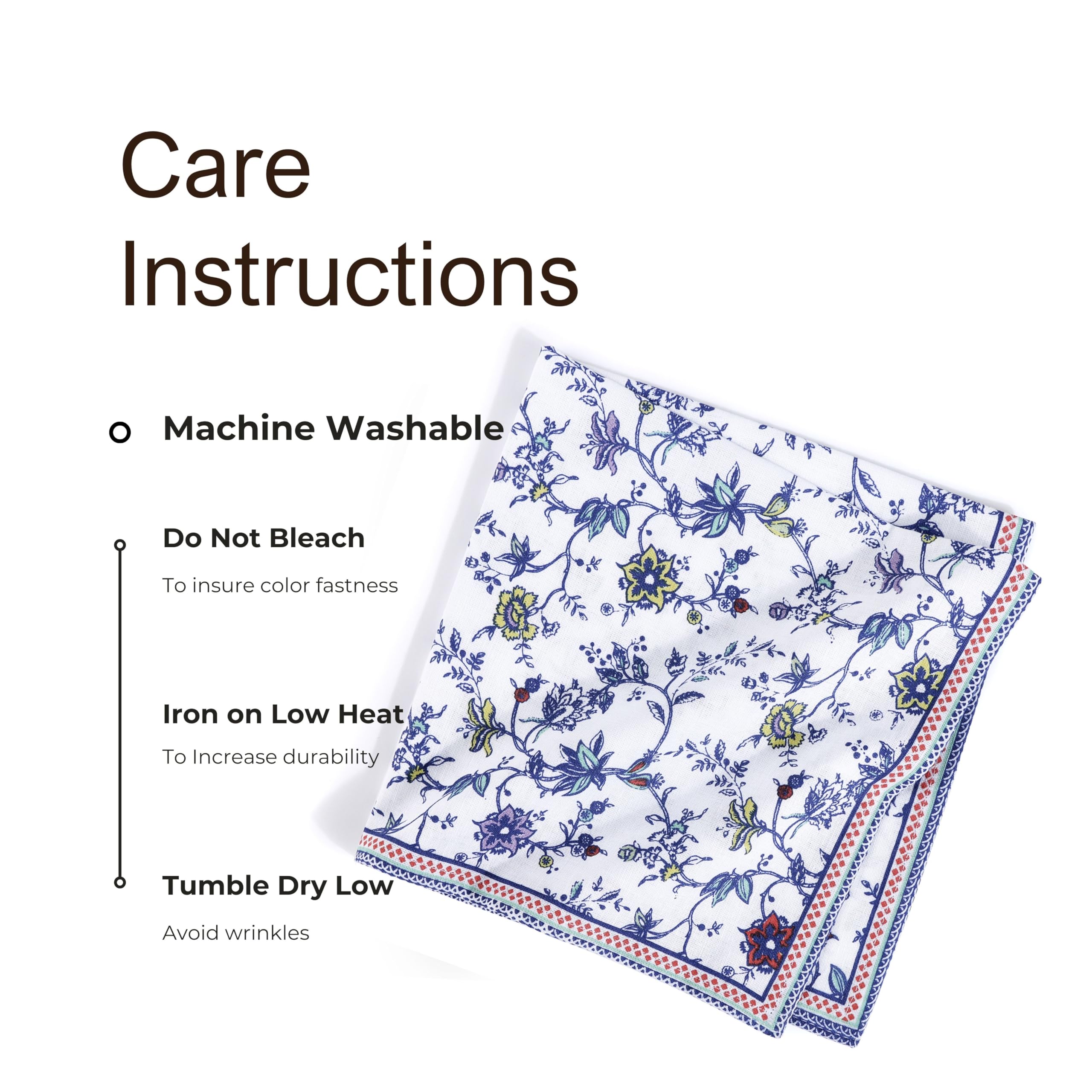 Lot de 12 serviettes de table imprimées FINGERCRAFT en coton et lin avec coins à onglets, lavables et réutilisables, 50,8 x 50,8 cm, bleu prairie