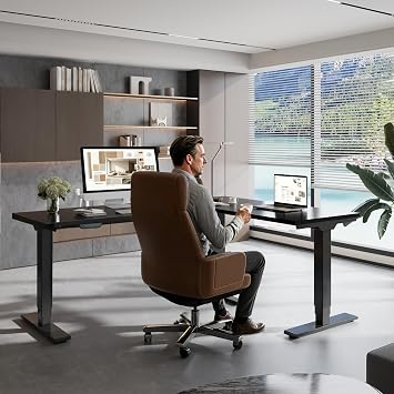 SANODESK 63"x47" L-Shaped Electric Standing Desk, Triple Motor, Black
