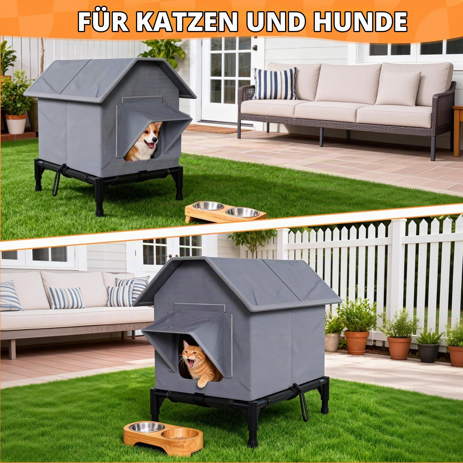 katzenhaus Outdoor Winterfest, katzenhöhle für draußen mit erhöhtem Boden, kälte- und wasserfest, isoliert und wasserdicht für Wärme, isoliertes katzenhaus Outdoor Winterfest.