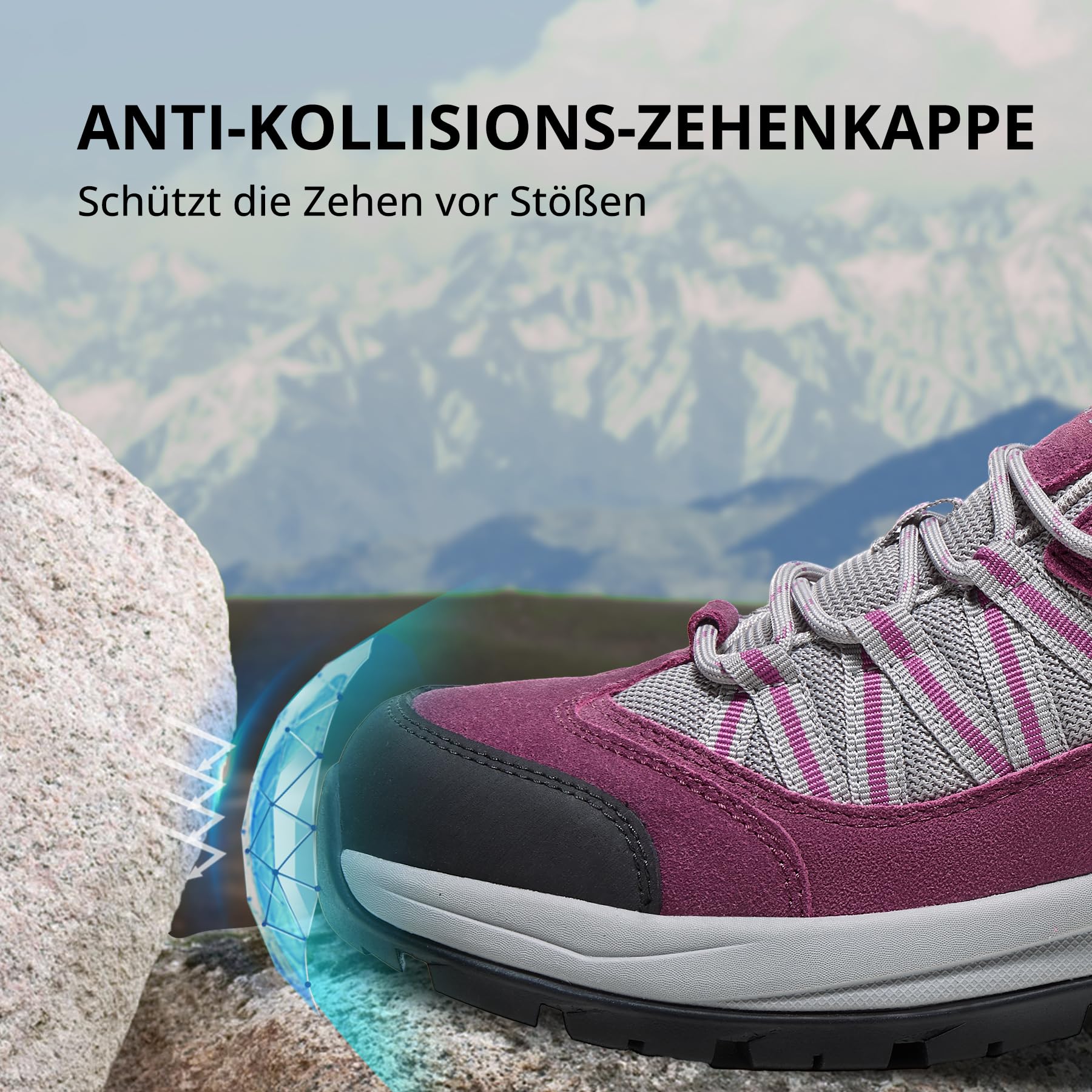 OutPro Wanderschuhe Damen Leicht Atmungsaktiv Dämpfend rutschfest Trekking Wandern Outdoor Trail-Laufschuhe,Wandern，Bergsteigen