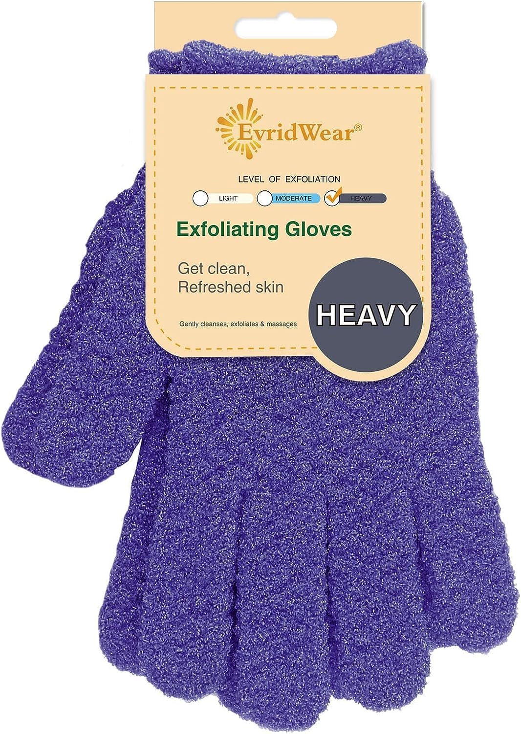 Evridwear Exfoliating Gloves for Shower, 100% Nylon Thick Soft Medium Heavy Bathing Gloves Dead Skin Remover Body Scrubber Smooth Skin with Hang Loop, 1 Pair Heavy Hot Pink
