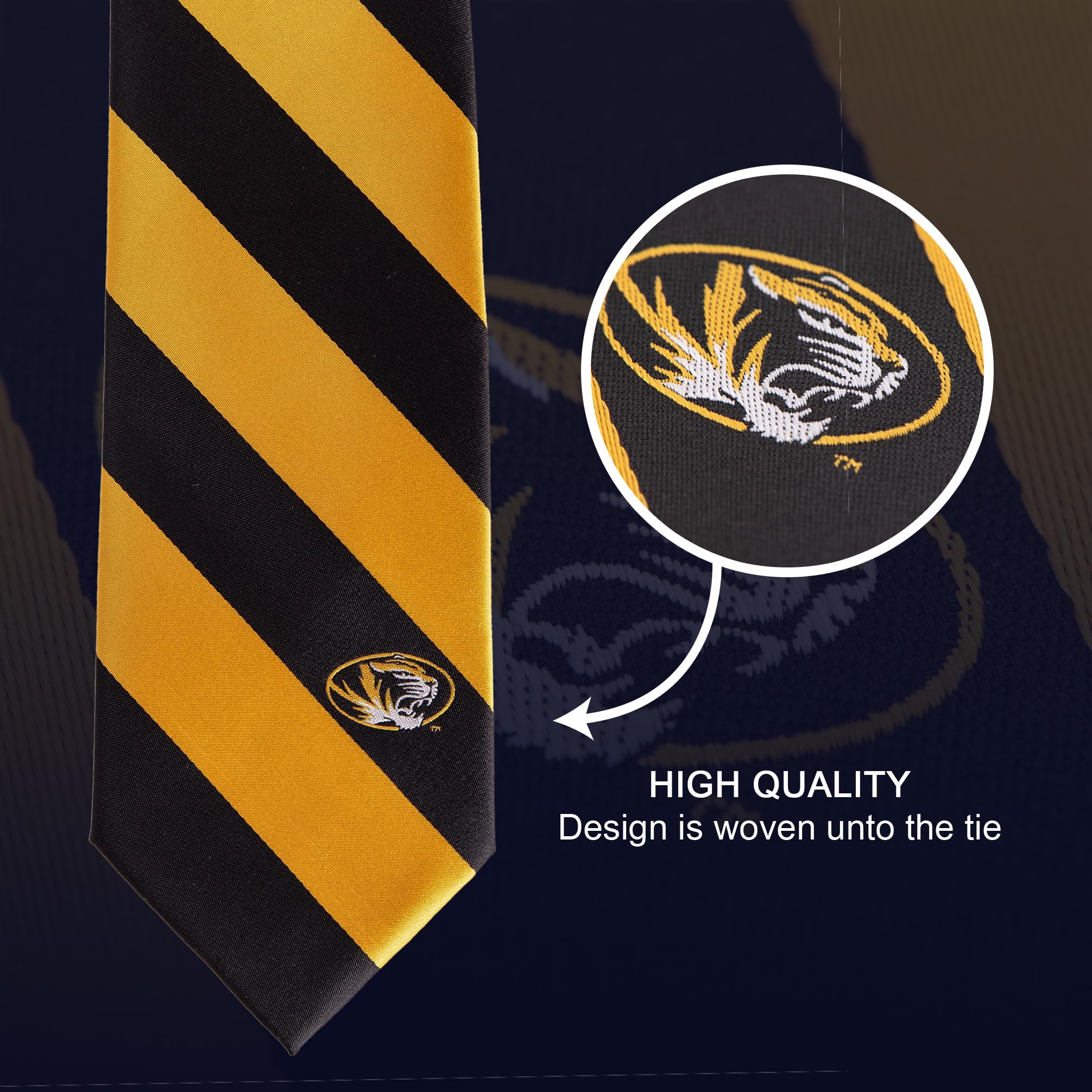 Desert Cactus University of Missouri Tie Mizzou Tigers, 100% Polyester, with Logo