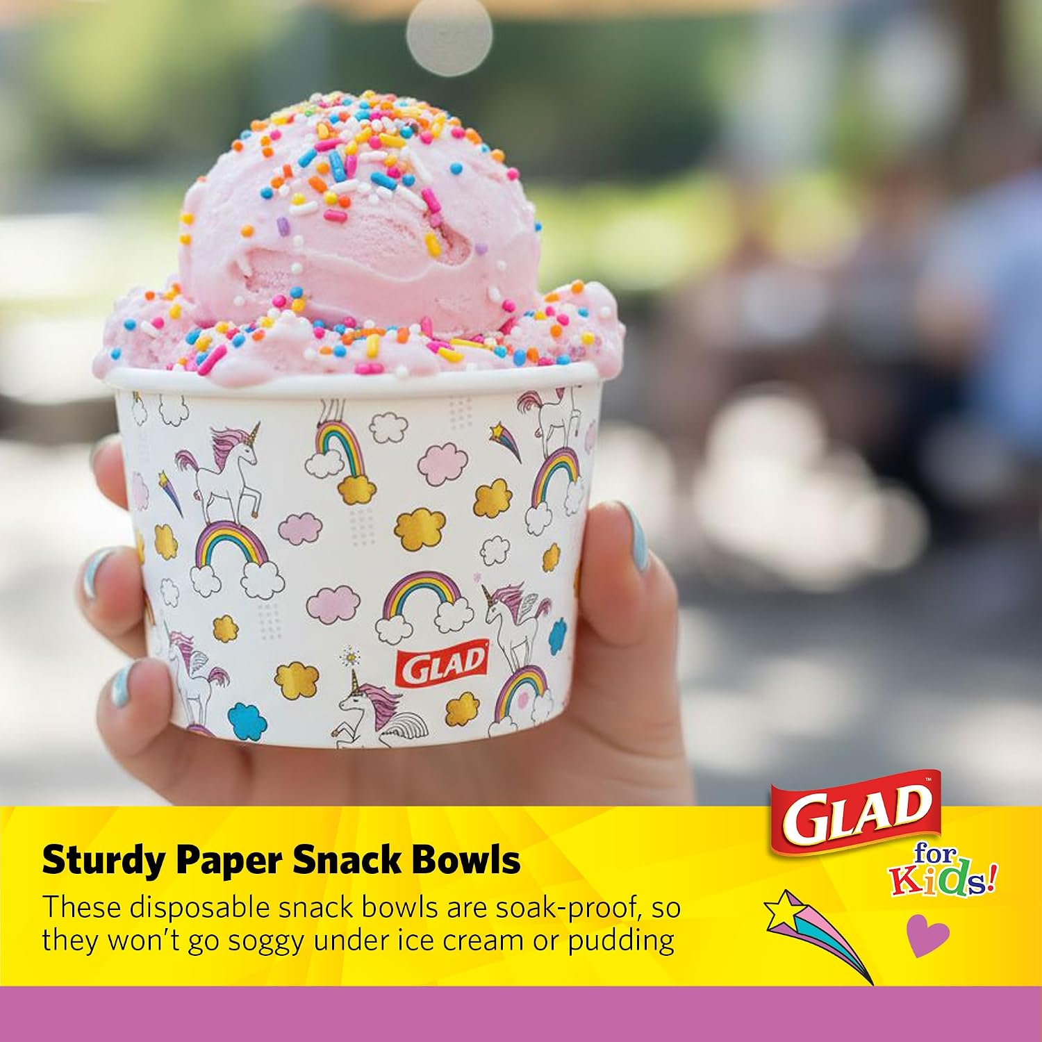 Glad for Kids Unicorn Mini Paper Snack Bowls, 6 Oz, 20 Count image 4