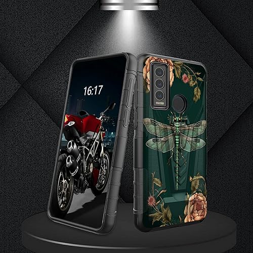 Miniatura 82 de AT&T Calypso 2 (U319AA) Funda con protector de pantalla de vidrio templado resistente con función atril integrado para debut de críquet, ciervo