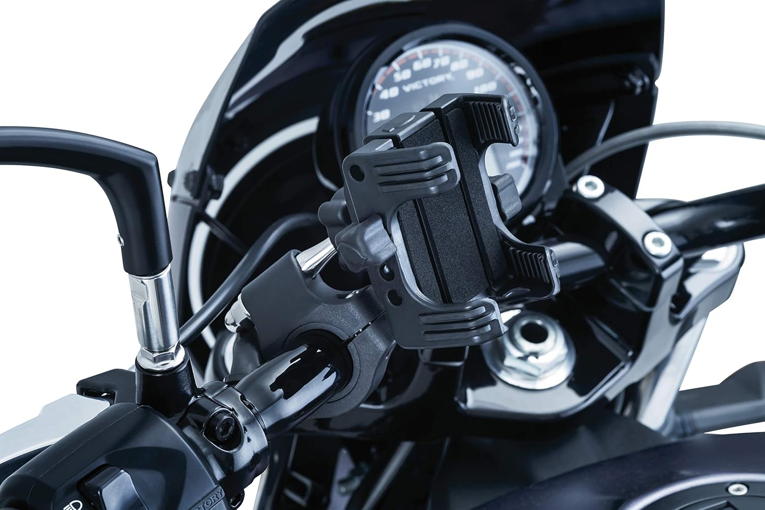 Kuryakyn 1699 Motorcycle Handlebar Accessory: Tech-Connect Cradle GPS Device/Phone Holder Mount Kit for Motorcycles with 7/8", 1", 1-1/4" Diameter Bars, Black