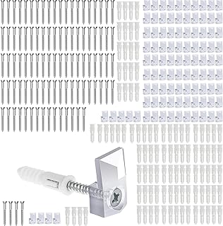 100 Pcs Glass Retainer Clips Kit with Screws, Mirror Holder Clips, Cabinet Door Glass Retainer Clips, Glass Panel Retainer Clips, Mirror Fixing Clip, Window Clips to Hold in Windows