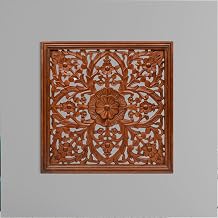 Light & Pro Wooden Wall Art Panel 24x24 Hand-Carved Brown Decorative Wall Decor for Living Room, Bedroom, Christmas & Holiday Decoration Rustic Accent for Home Interiors