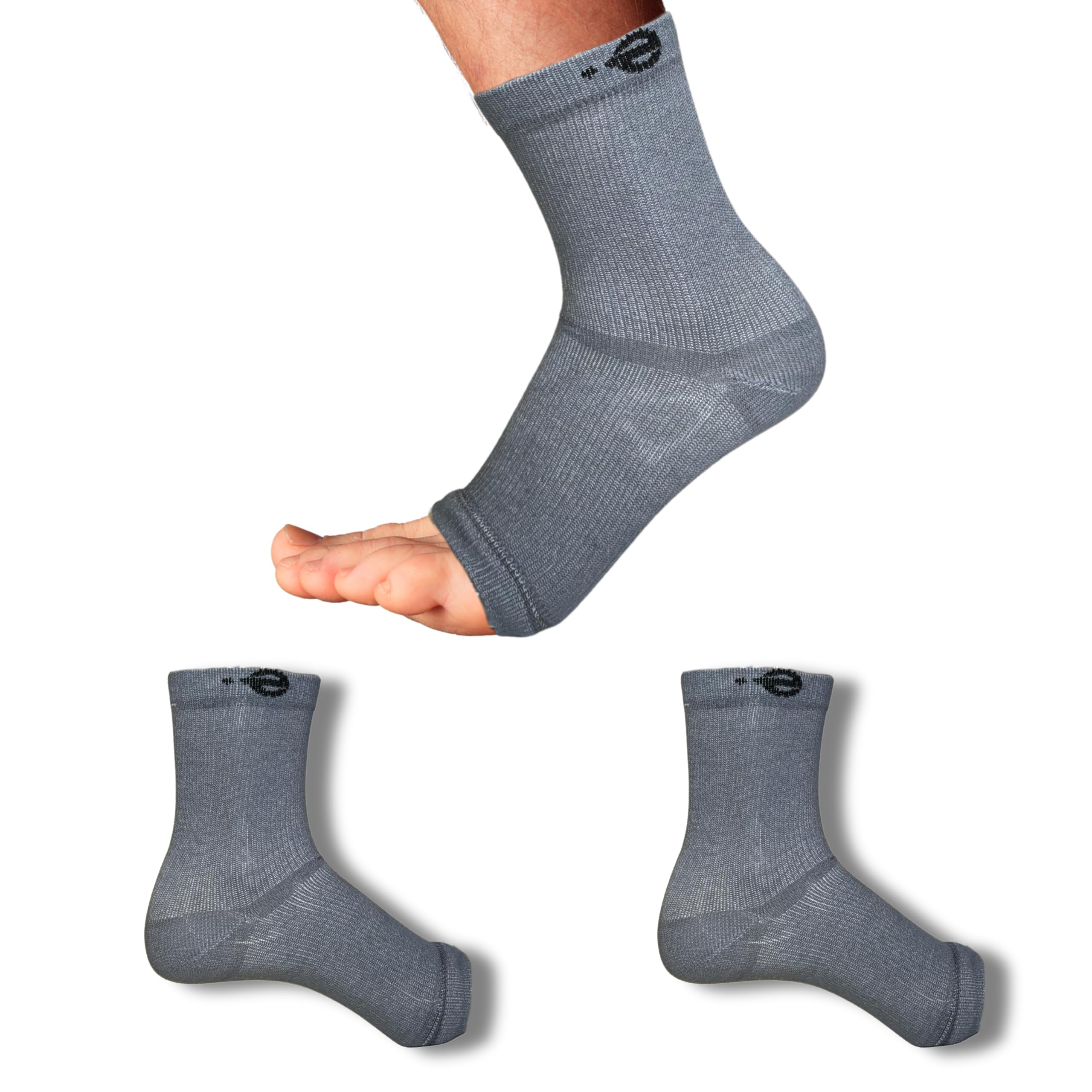 Sponsored Ad - Bamboo Cotton Open Toe Compression Socks for Men & Women | Nano Compression for Neuropathy, Plantar Fasciitis, Heel Pain, Foot & Ankle Swelling | Breathable | Grey