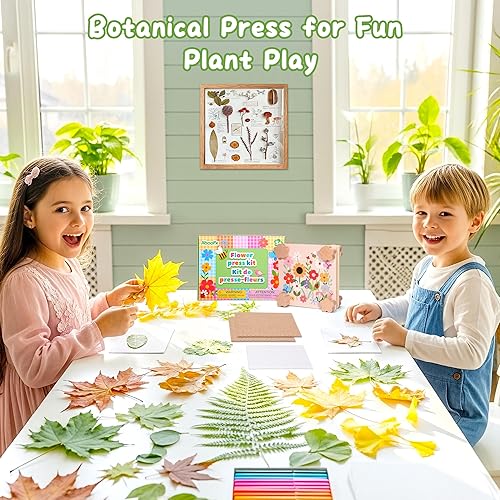 Miniatura 2 de Aboofx Creativity - Kit de arte de flores prensadas para niños, kits de manualidades de 4 capas de madera para manualidades, prensa de flores y