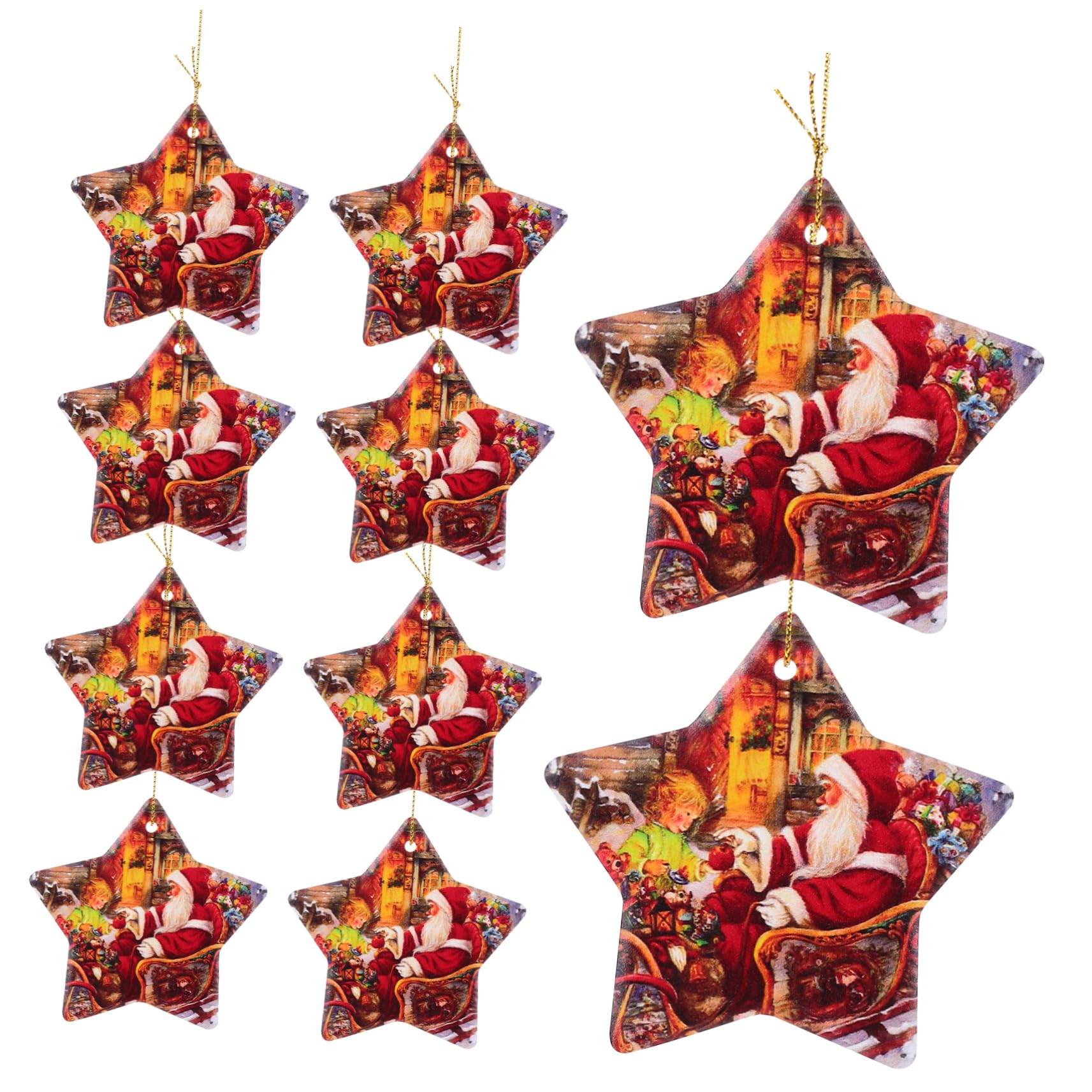 10 Estrellas de cerámica para árbol de Navidad y adornos colgantes tradicionales