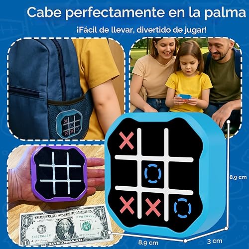 Miniatura 6 de Juego electrónico de Tic Tac Toe 3 en 1, juego digital de mano con modo silencioso, juguete de aprendizaje portátil para niños y adultos, azul (un