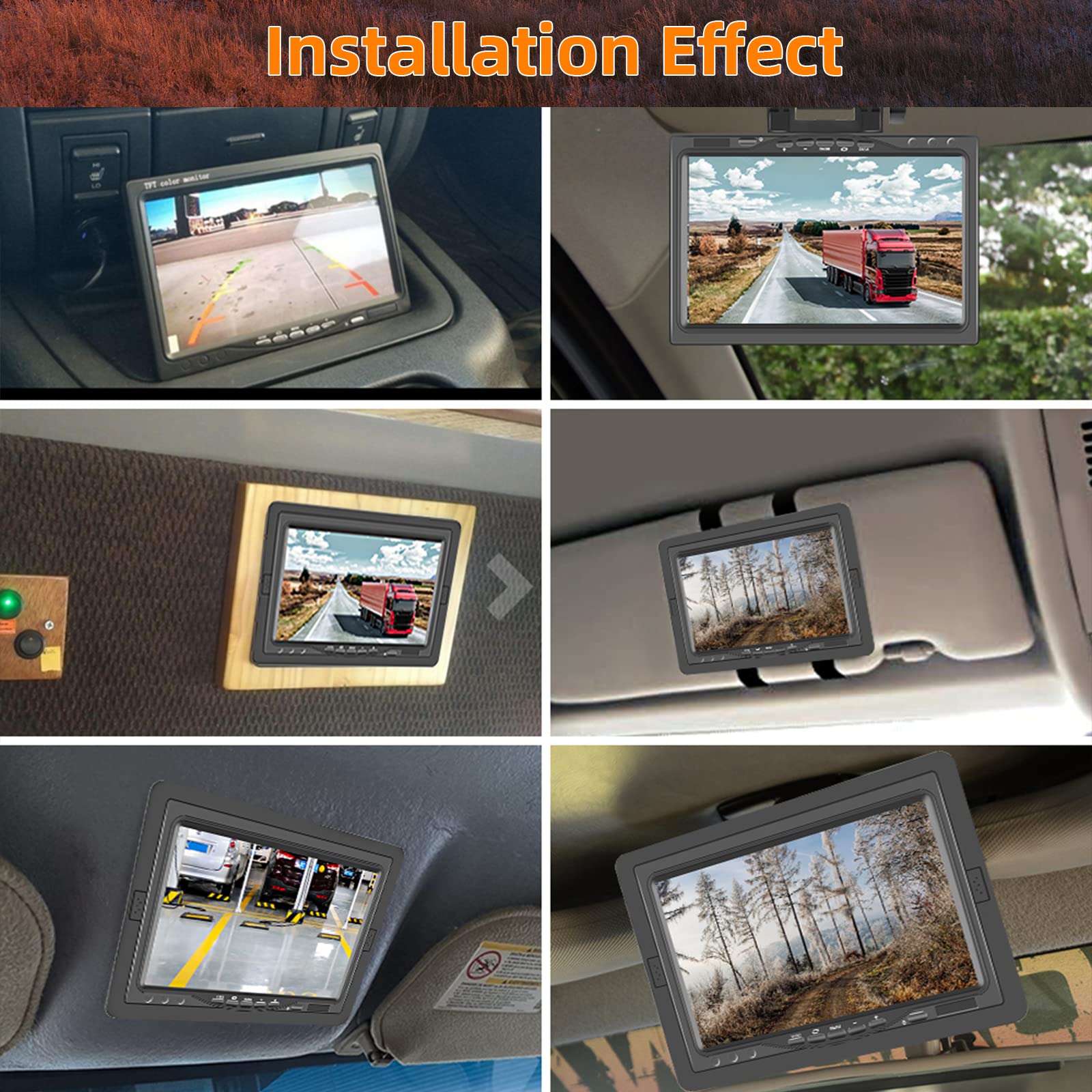 Hodozzy Cámara de Marcha Atrás con Monitor IPS de 7" y Cámara AHD, Impermeable IP68, Camara de Visión Trasera con Visión Nocturna Infrarrojos, 15 m Cable 4 Pines para Camión/Remolque/Bus(9-36 V)