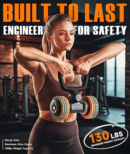 Miniatura 5 de Flexible Dumbbell Converter - 260 LBS Weight Capacity Adjustable Alloy Steel BarConvert Dumbbells to Barbell, Enhanced Compatibility for Wide Range