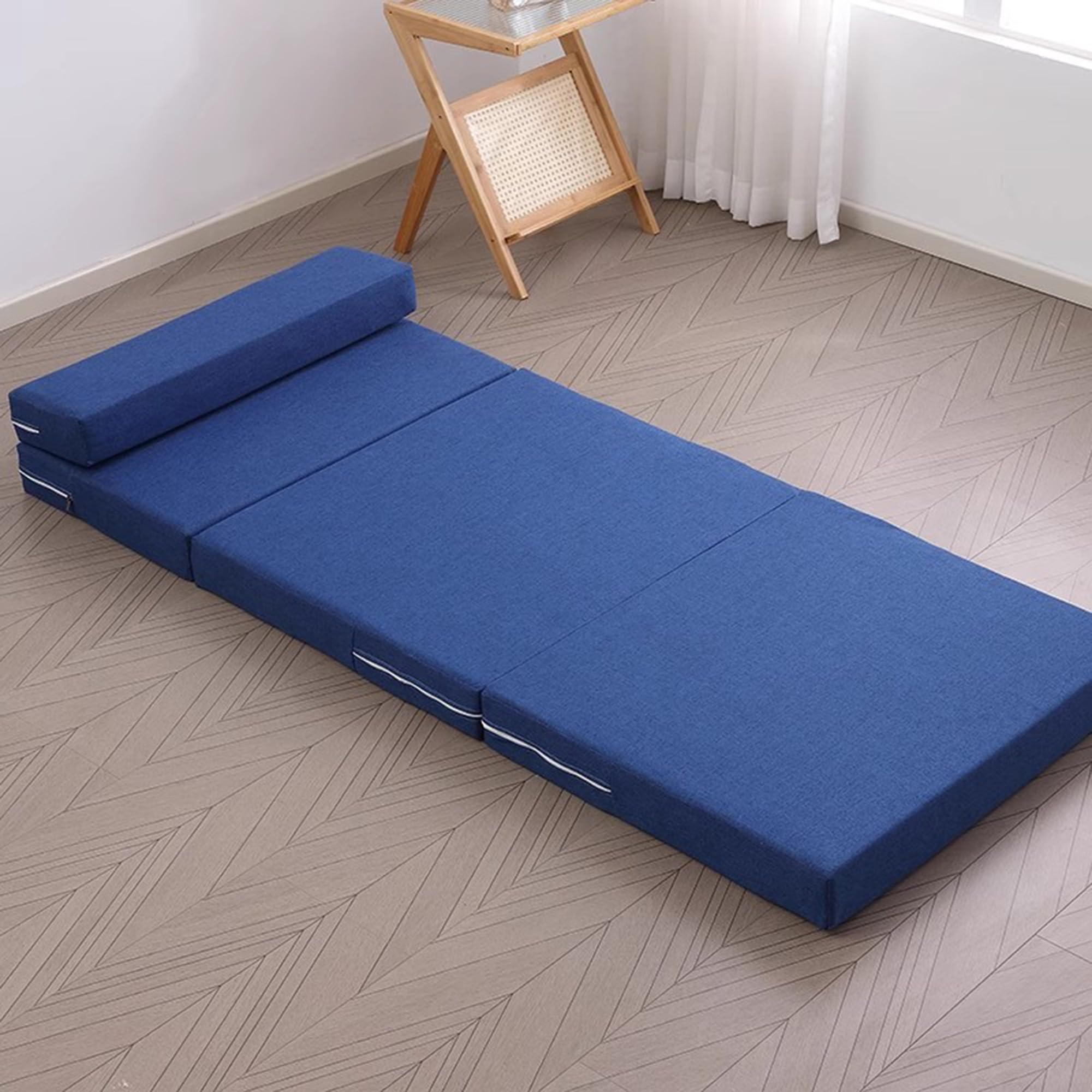Tappetino da yoga pieghevole per bambini con rivestimento rimovibile, portatile, 200 x 100 x 5 cm, ideale per attività all'aperto e uso in auto, colore blu