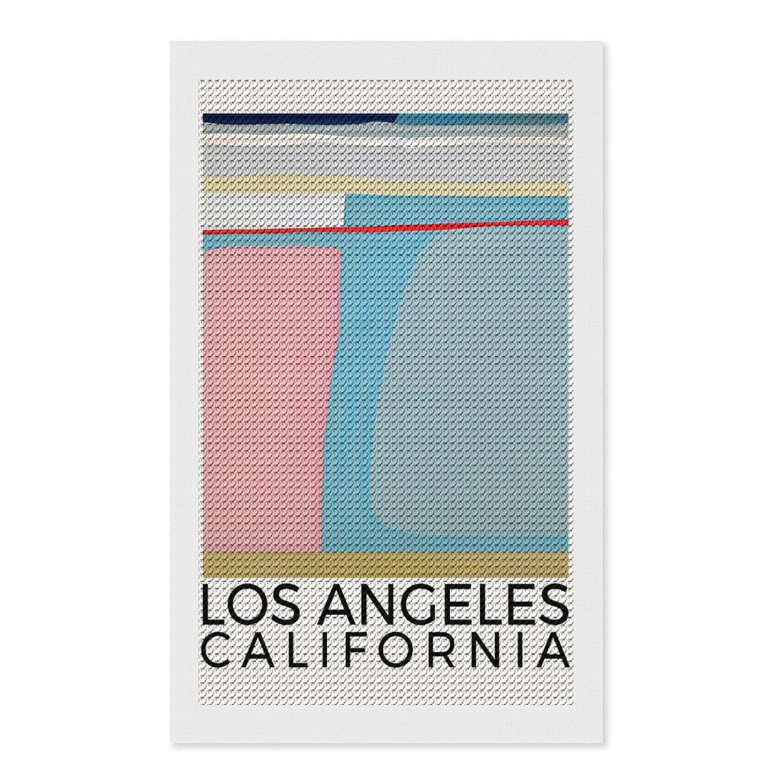 Junmoney Los Angeles California Diamond Art Canvas 12"x20", for Adults, Mindful Craft Activity, Modern Decor, Christmas Gift, Full Kit Included