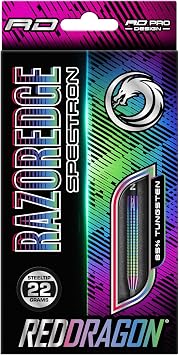 RED Dragon Razor Edge Spectron - Tungsten Professional Steel Darts Set with Flights and shafts - Available in 20g, 22g, 23g, 24g, 26g