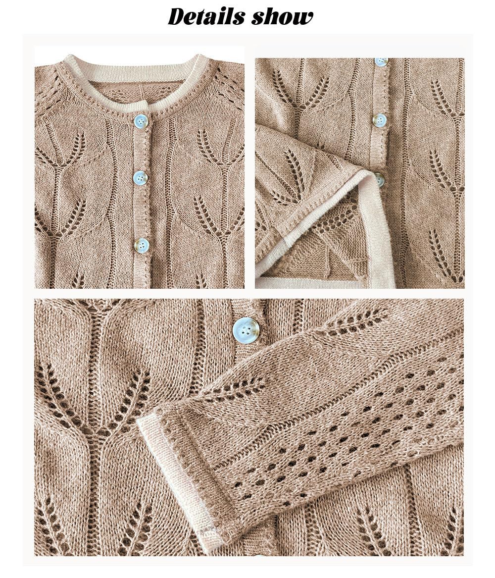 Cardigan Da Donna In Maglia Traforata Leggero Girocollo con Bottoni Sul Davanti Maniche Lunghe Giacca In Maglia Cardigan Casual Ampio Giacca Di Transizione per Ufficio E Abbigliamento Quotidiano