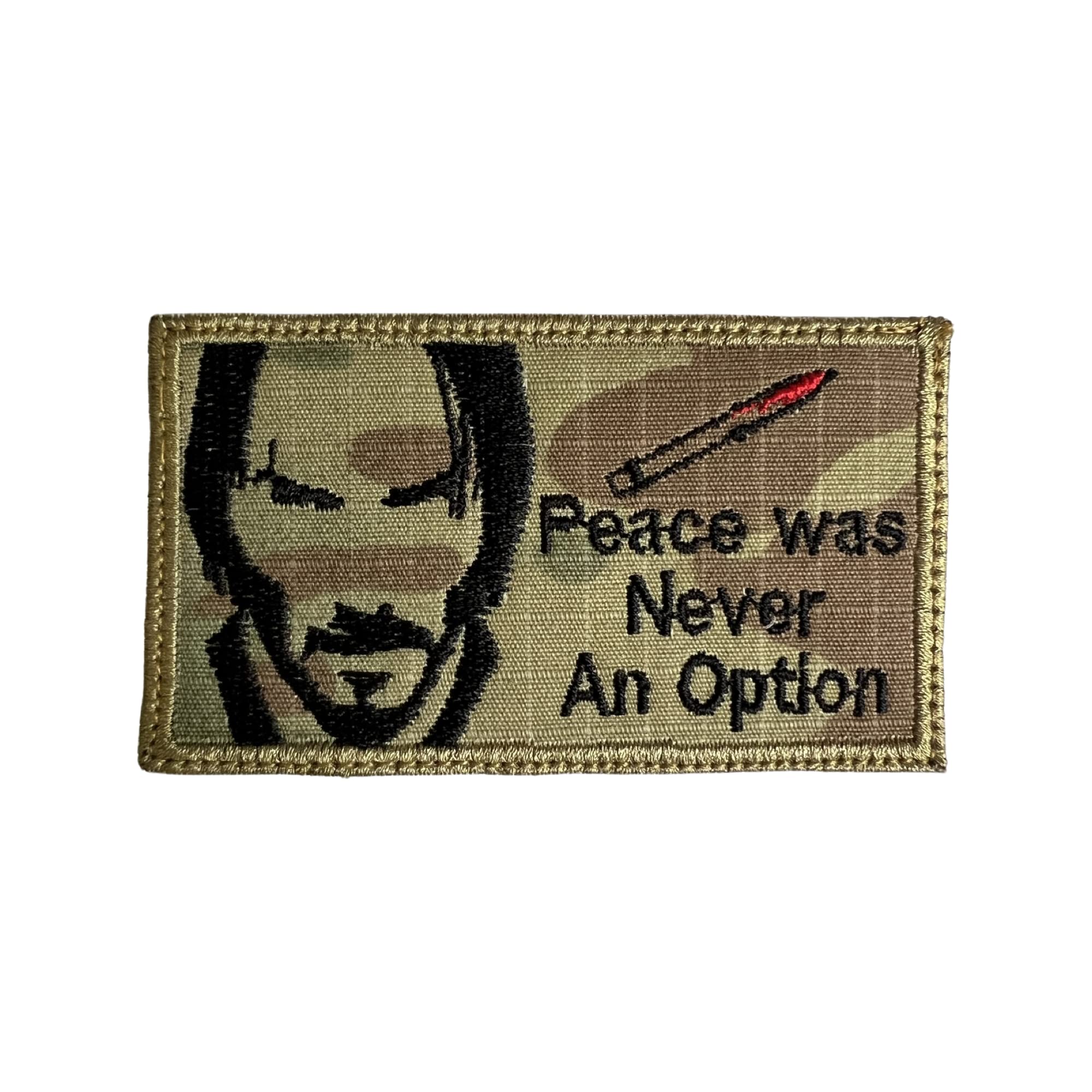 Almost SGT Peace was Never an Option Meme Patch - Funny Tactical Military Morale Embroidered Patch Hook Fastener Backing Multicam OCP