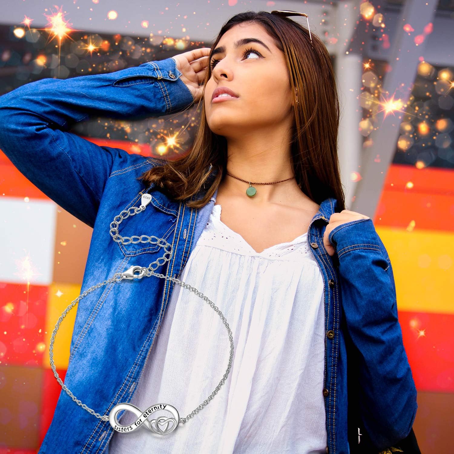 SOULMEET Sterling Silver Sister Eternity Bracelet - Gift for Best Sisters, Christmas, Mother's Day, Birthday Jewelry