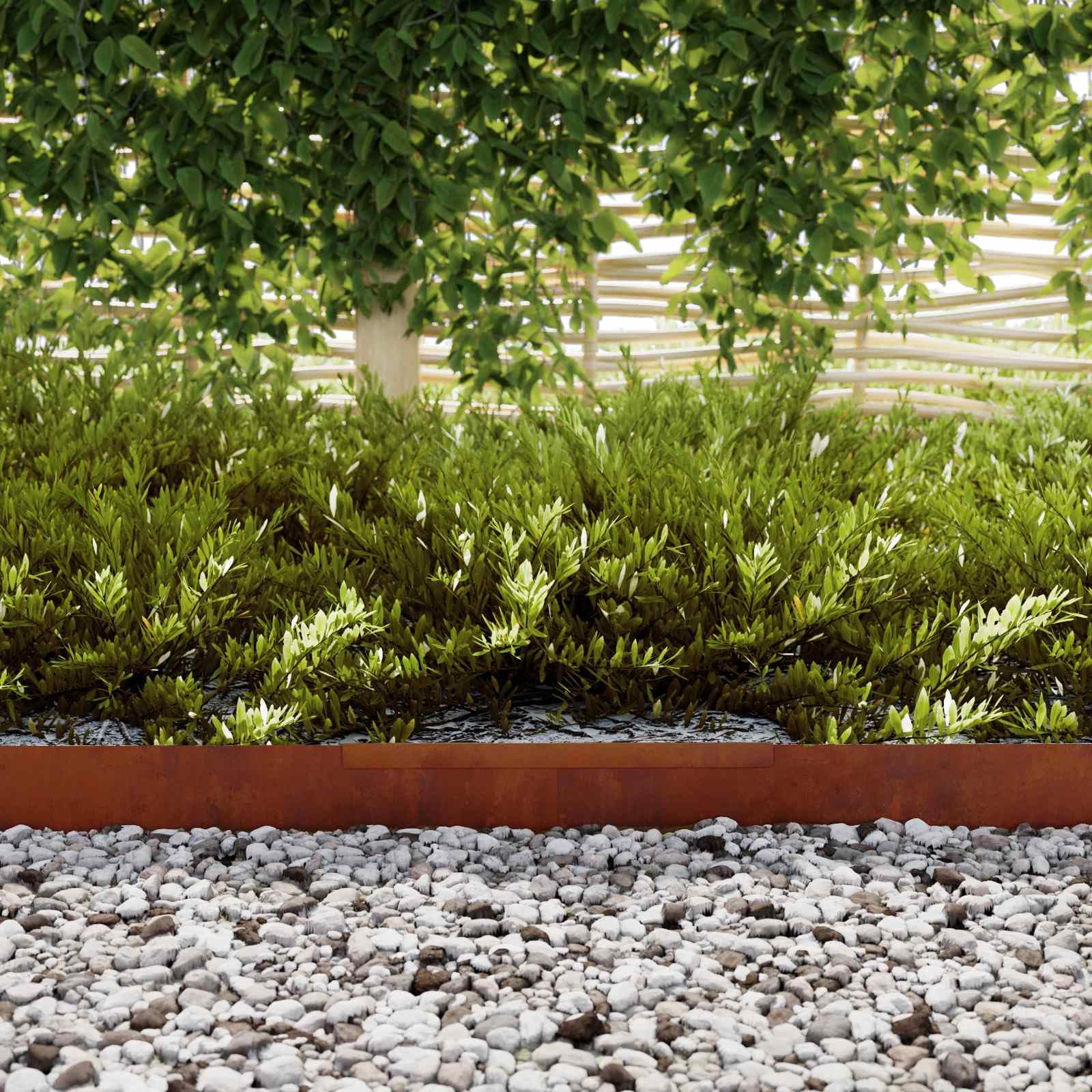 Obramowanie trawnika ze stali odpornej na warunki atmosferyczne, zardzewiałe, 450 x 10 x 0,05 cm, elastyczne i plastyczne, do ogrodu, na taras, do ogrodu, jako obramowanie grządek, krawędź