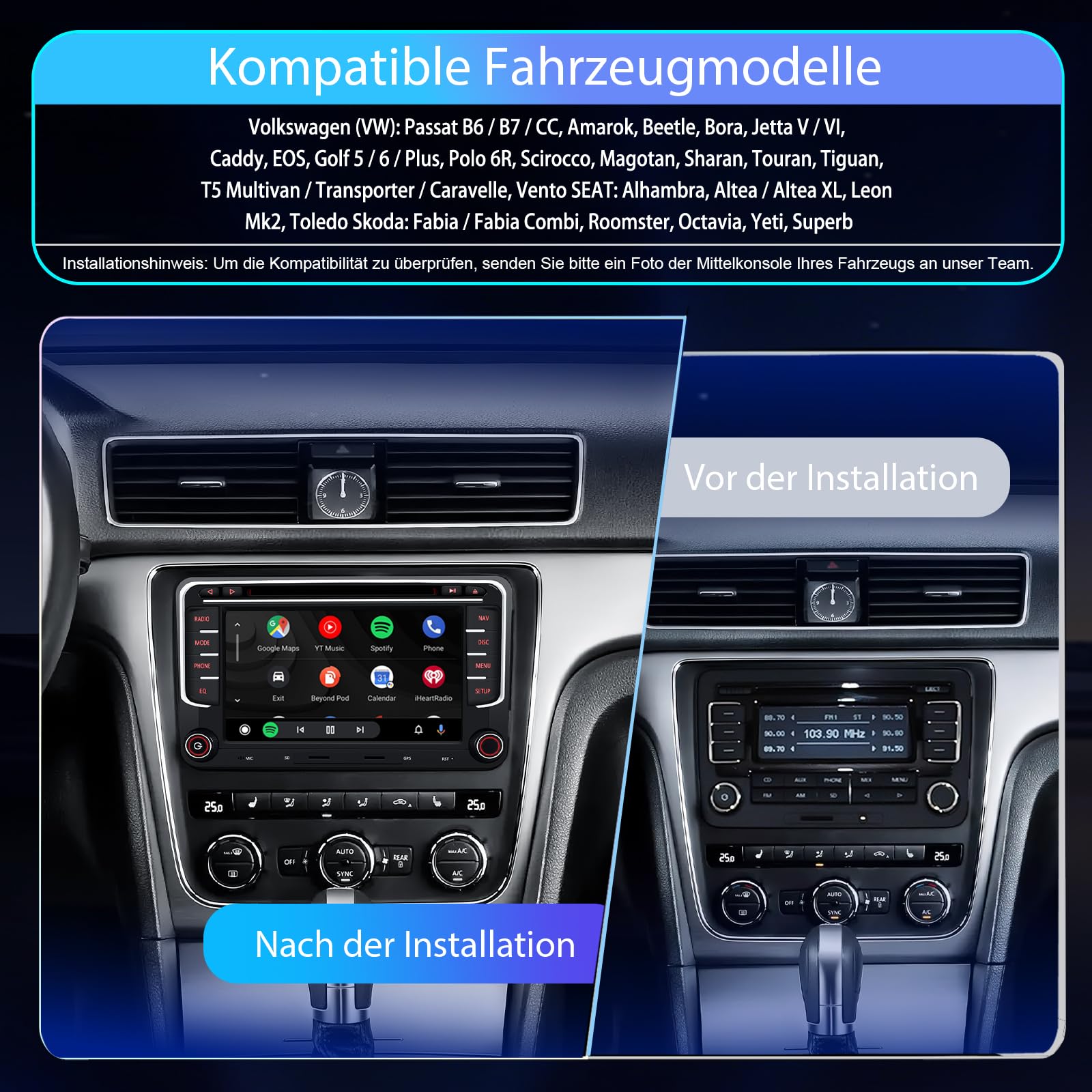 Autoradio für VW Golf 5 6 T5 Polo Sharan Passat Tiguän, CAWELL 7 Zoll HD Doppel DIN Radio mit 4G/Navi/Bluetooth WiFi/GPS/RDS/USB/FM/SD/RCA DVD/CD
