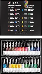 Elan Conjunto profissional de tinta a óleo, 24 mini tubos de cores vibrantes 12 ml, tintas a óleo não tóxicas para pintura em tela, tintas de arte para adultos e artistas