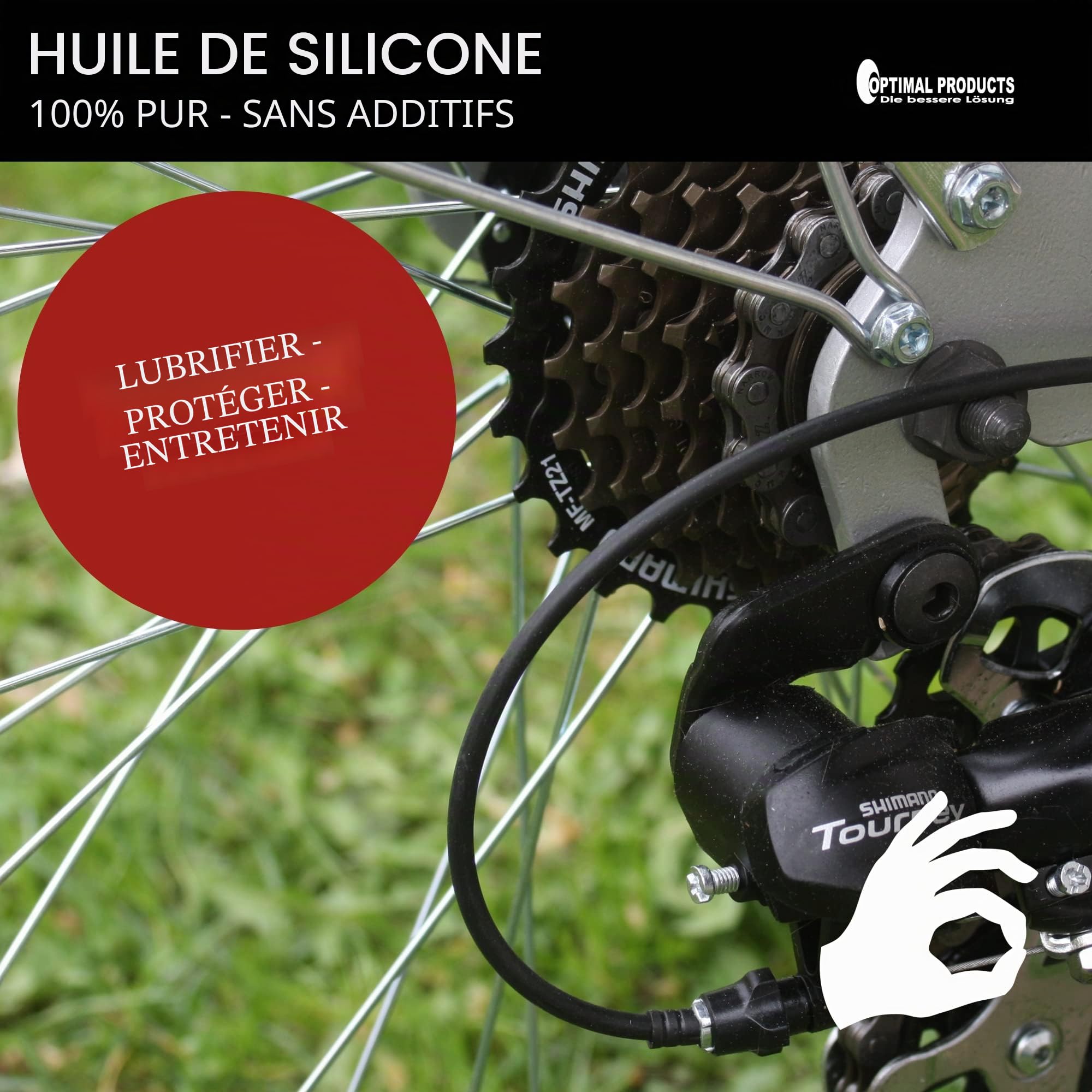 Optimal Products Huile de silicone 1 l I Silicone pur sans odeur I Huile lubrifiante pour métaux, plastiques et caoutchouc I 1 litre 100 cst