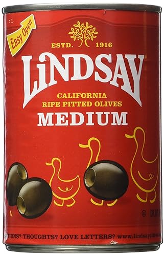Lindsay Aceitunas sin hueso, negras, enteras, medianas, 6 onzas,