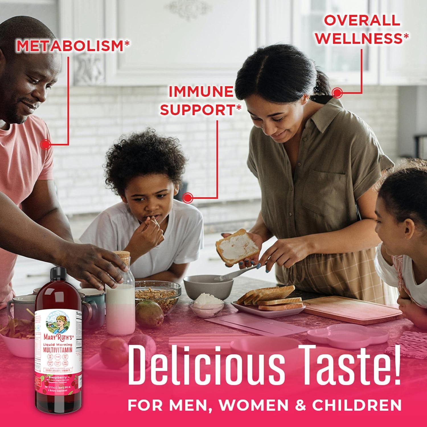 Adult Iron Gummies & Morning Multivitamin Raspberry by MaryRuth's | Iron Supplement for Iron Deficiency | Liquid Vitamins for Immune Support Supplement, Overall Wellness : Health & Household