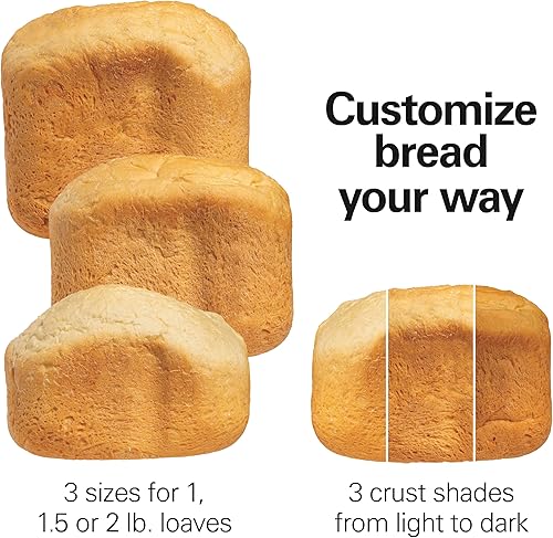 Miniatura 4 de Hamilton Beach Máquina automática para hacer pan, digital, programable, 12 ajustes + sartén antiadherente sin gluten sin PFAS + paleta de amasado,