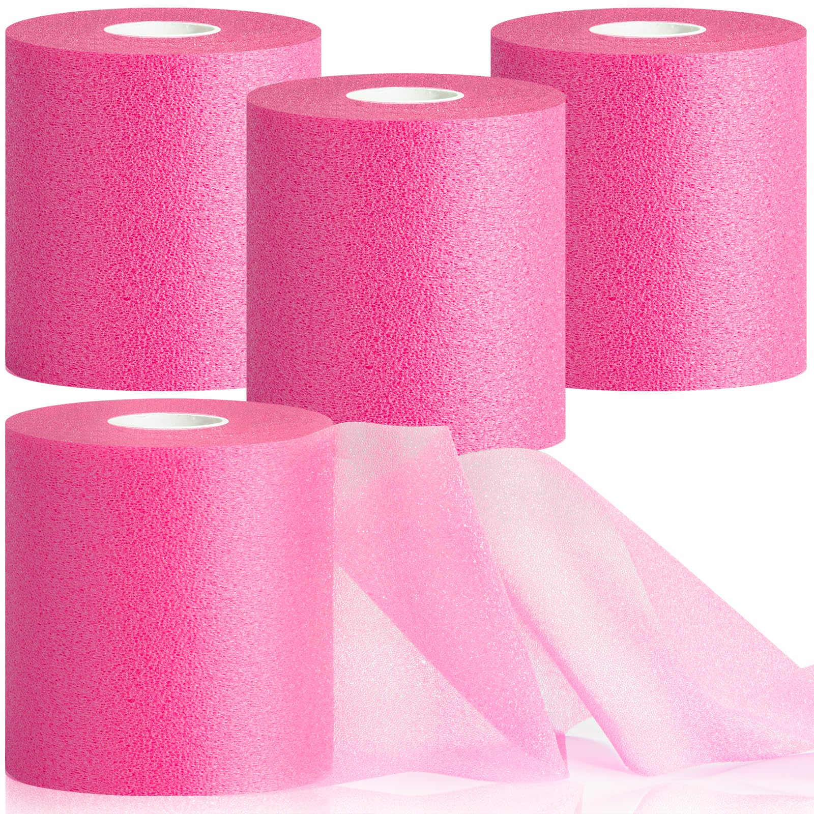 3rd Gen Hot Pink Pre Wrap Athletic 4 Pack Prewrap Athletic Tape for Hair Soccer Sports Pre-Wrap Headbands