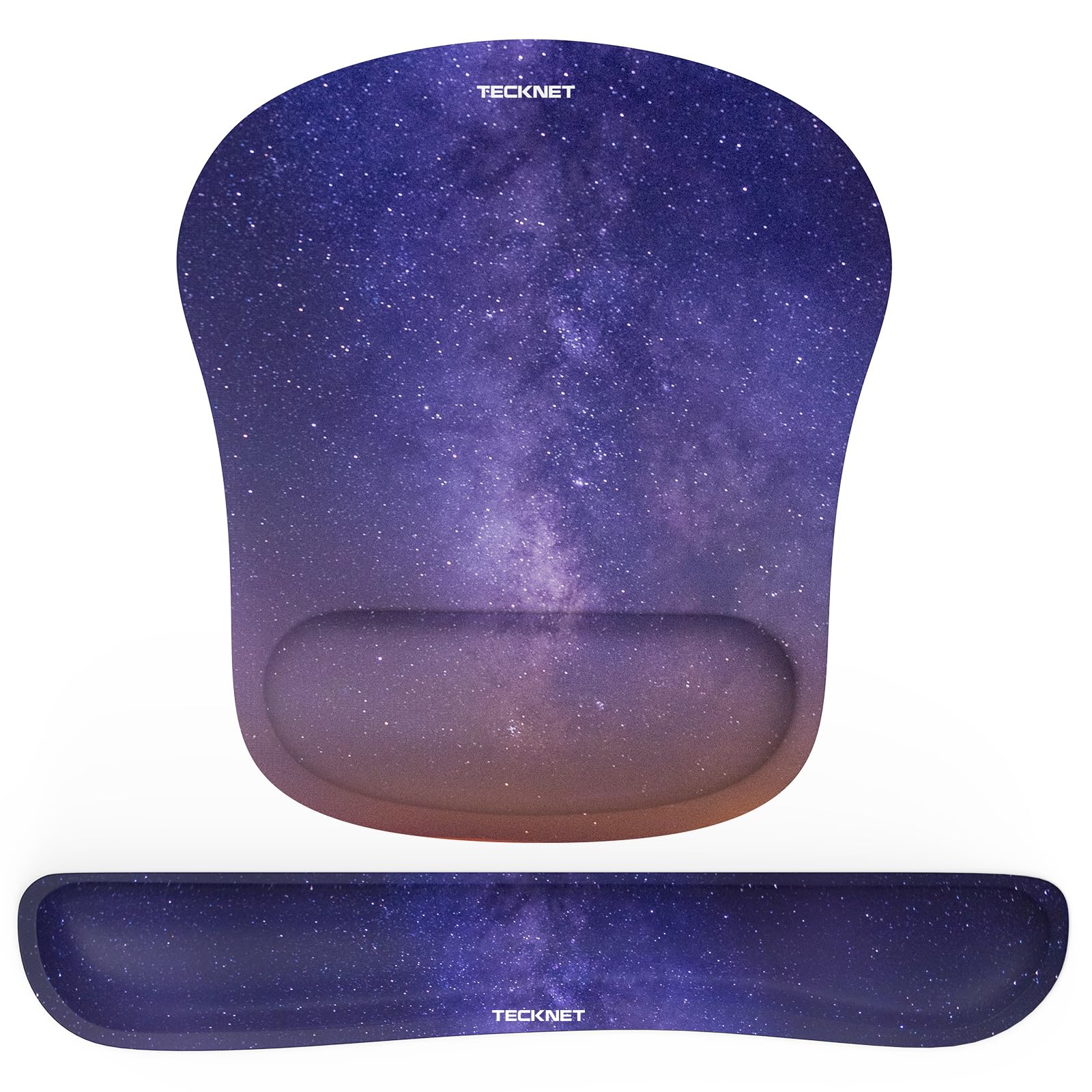 TECKNET Keyboard Wrist Rest and Mouse Pad with Wrist Support, Memory Foam Set for Computer/Laptop/Mac, Lightweight for Easy Typing & Pain Relief Ergonomic Mousepad-Dark Purple Galaxy