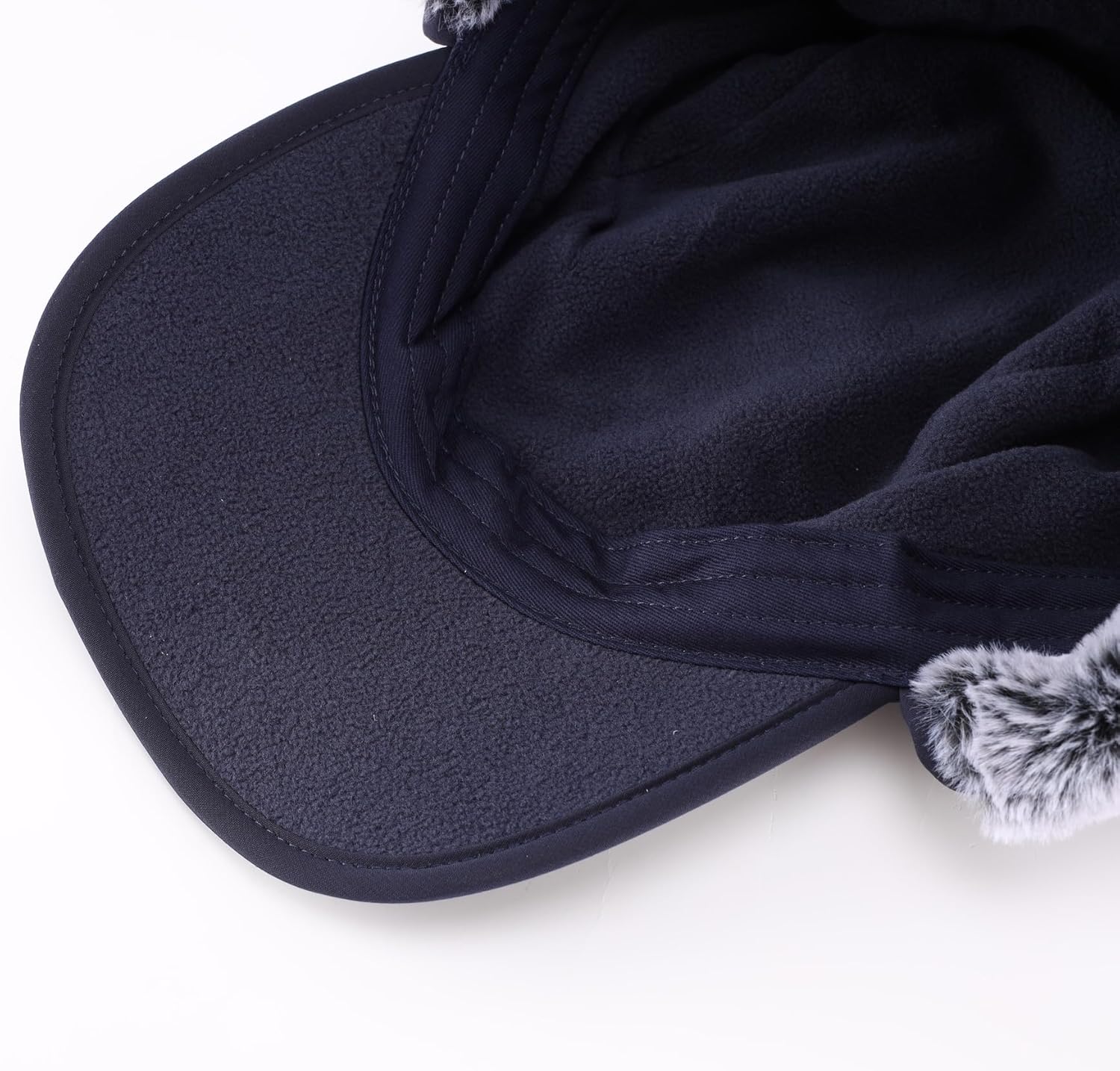 Home Prefer Mens Faux Fur Trapper Hat Waterproof Visor Fleece Lined Winter Baseball Cap Earflaps Hunting Hat for Men - Image 8