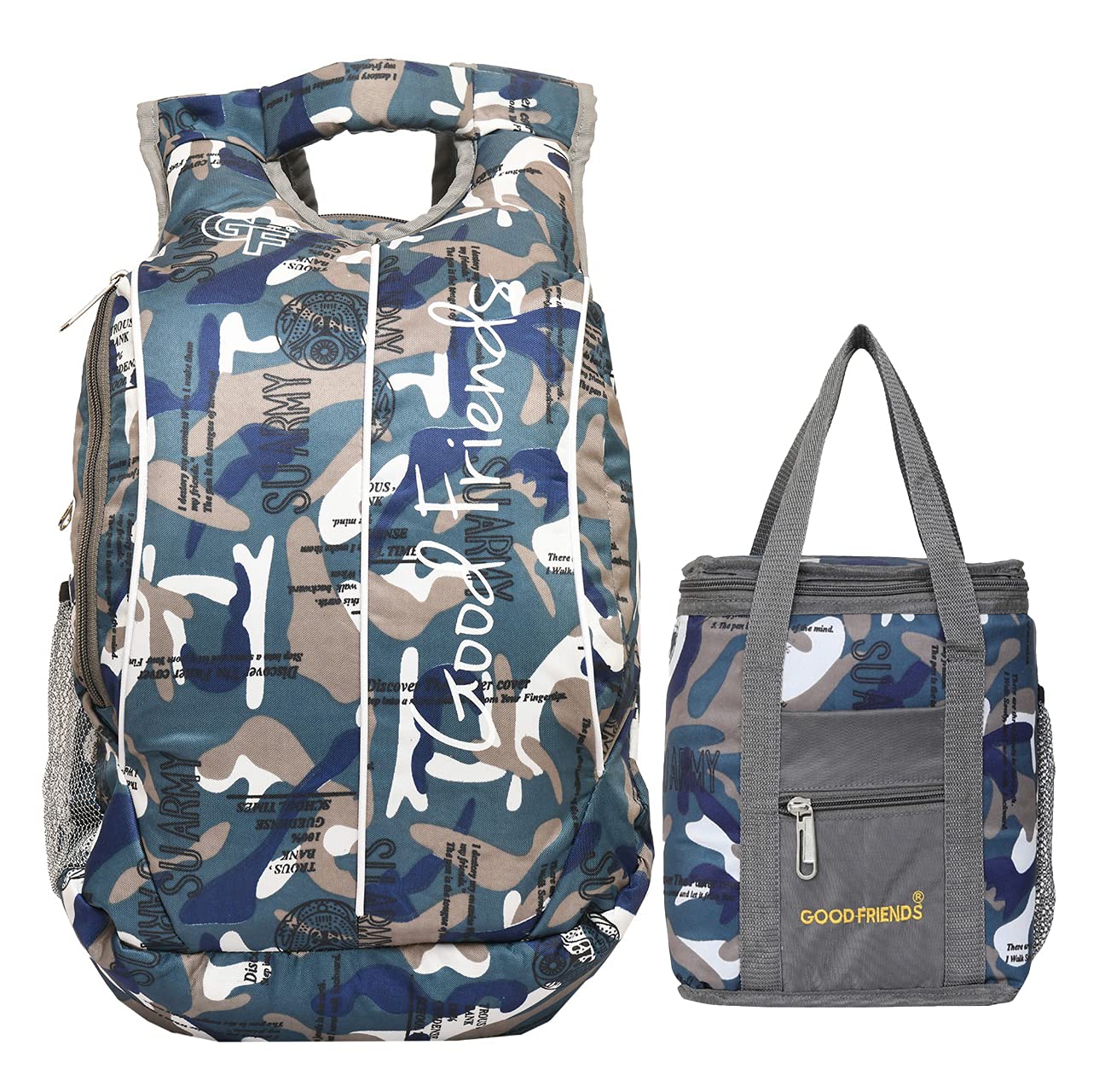 Good Friends Polyester Casual bagpack/Backpack/Laptop Backpack Combo Lunch Tiffin Bag for School Office Picnic for Women & Men (B09431PFJB) Amazon Price History, Amazon Price Tracker