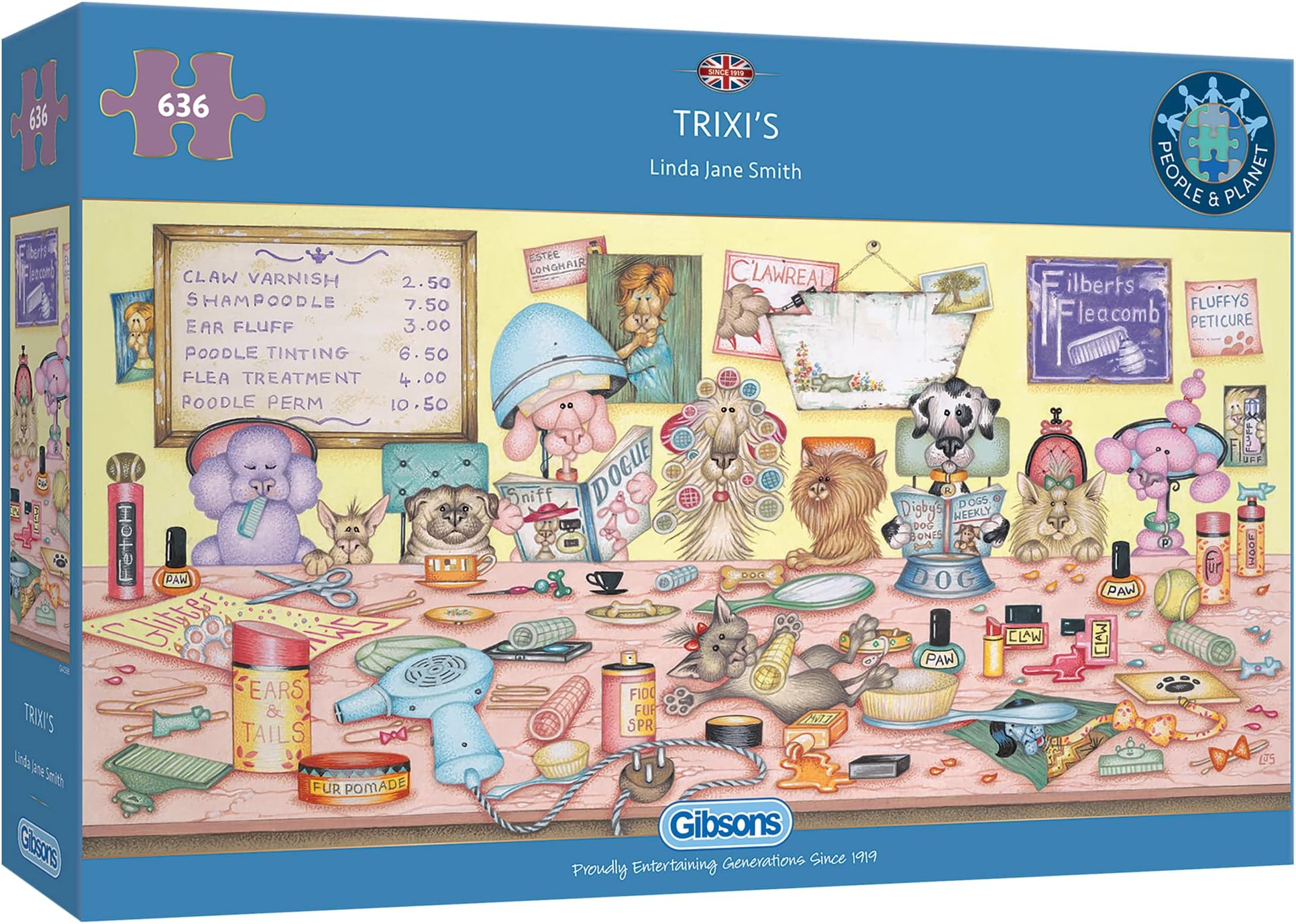 Gibsons Games Trixi's 636 Piece Panoramic Jigsaw Puzzle | Dog Jigsaw Puzzle | Linda Jane Smith | Sustainable Puzzle for Adults | Great Gift for Adults |