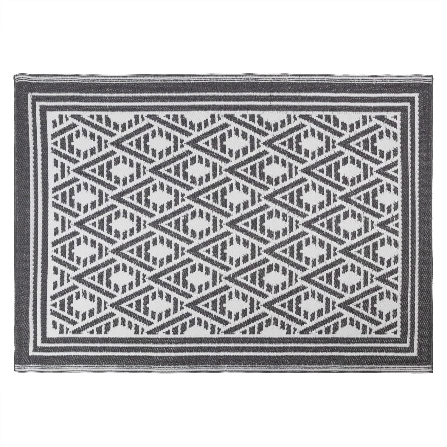 JVL Lightweight Reversible Outdoor Rug – Geometric Pattern, Plastic Woven, Indoor & Outdoor Patio, Balcony, Deck, Waterproof, Weather Resistant, 120 x 170 cm