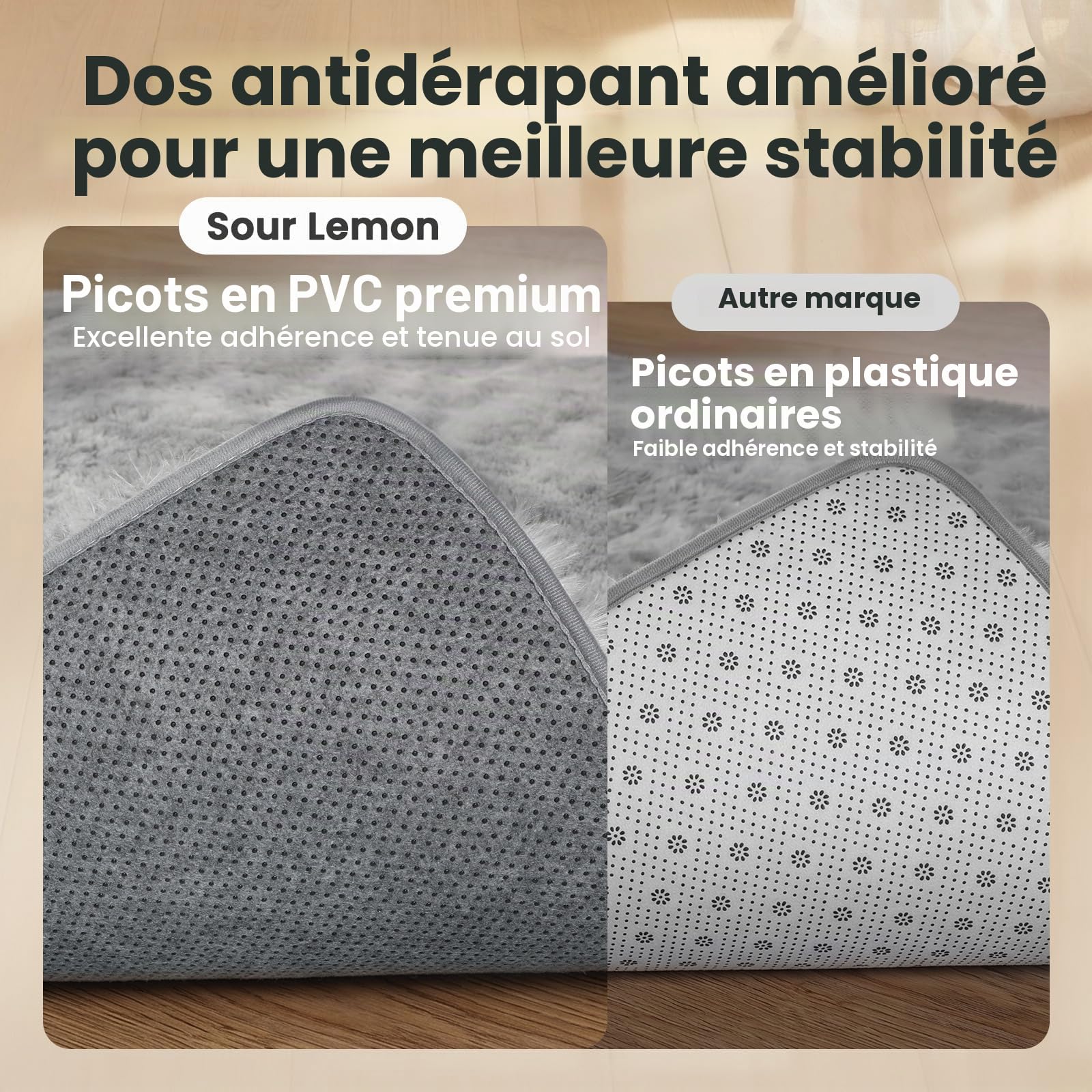 Sour Lemon Tapis de Salon, à Poils Longs, Tapis Chambre Gris, 160 x 230 cm, antidérapant, Extra Large, Moelleux et Moderne, pour Chambre à Coucher, Chambre d'enfant
