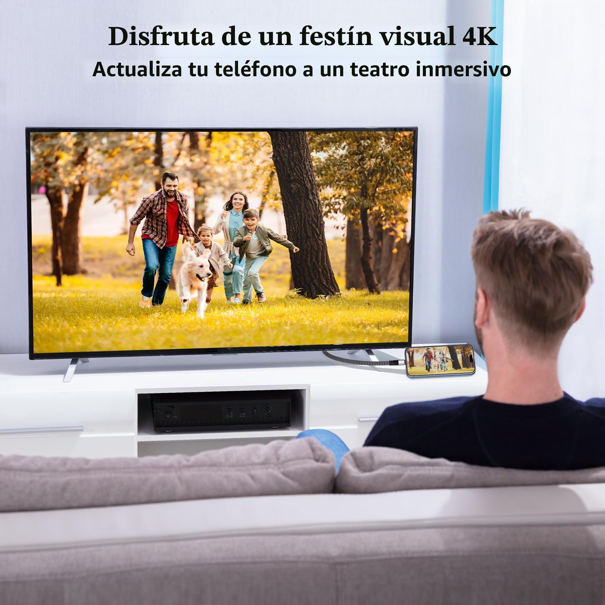 Cable USB C a HDMI 10 metros,4K@60Hz UHD (compatible con Thunderbolt 4/3),con adaptador HDMI en ángulo de 90 grados y 270 grados, compatible con iPhone 15/16, MacBook, iPad Pro/Air