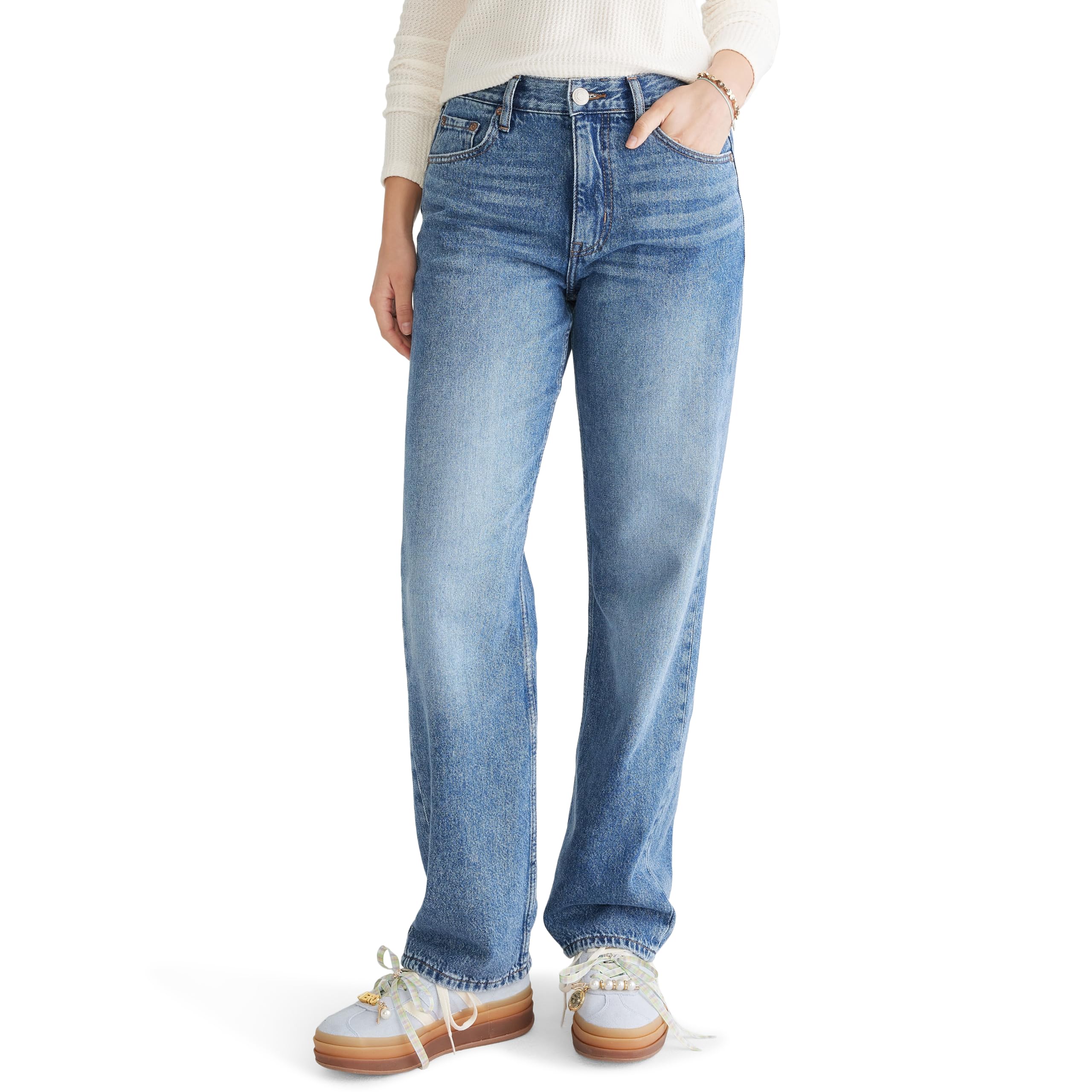 Aeropostale Women's High-Rise Baggy Jean, Dark Wash, 0