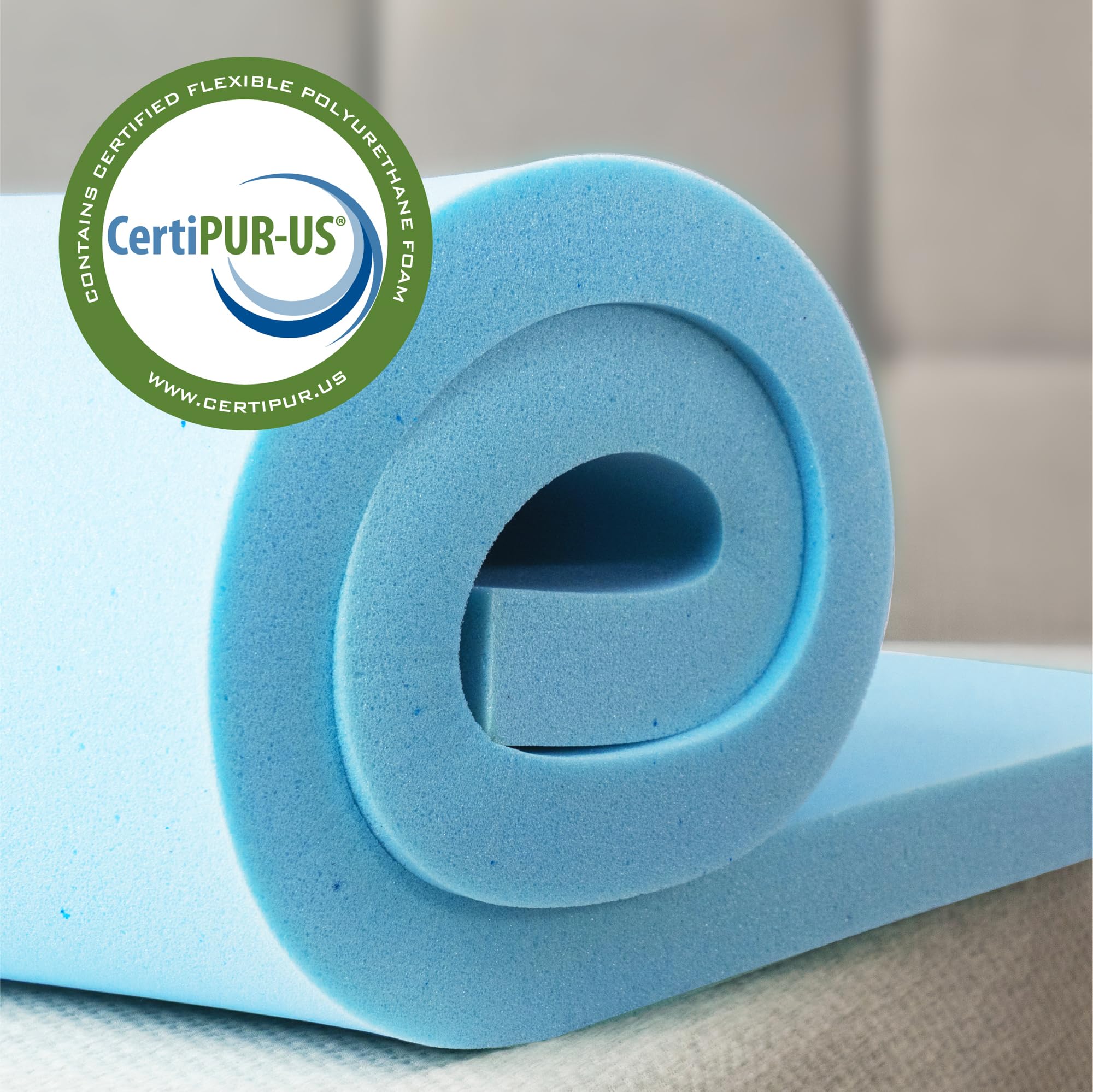 Zinus Sobrecolchón de Espuma viscolástica con Gel refrescante impregnado de té Verde, Espuma con Gel refrescante, 135 x 190 cm, Oeko-Tex, para colchón, Cama y sofá