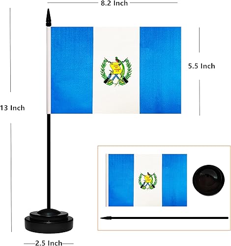 Miniatura 47 de Juego de banderas de escritorio de Cuba, paquete de 2 banderas cubanas de mesa para oficina, mini bandera de escritorio pequeña con poste negro