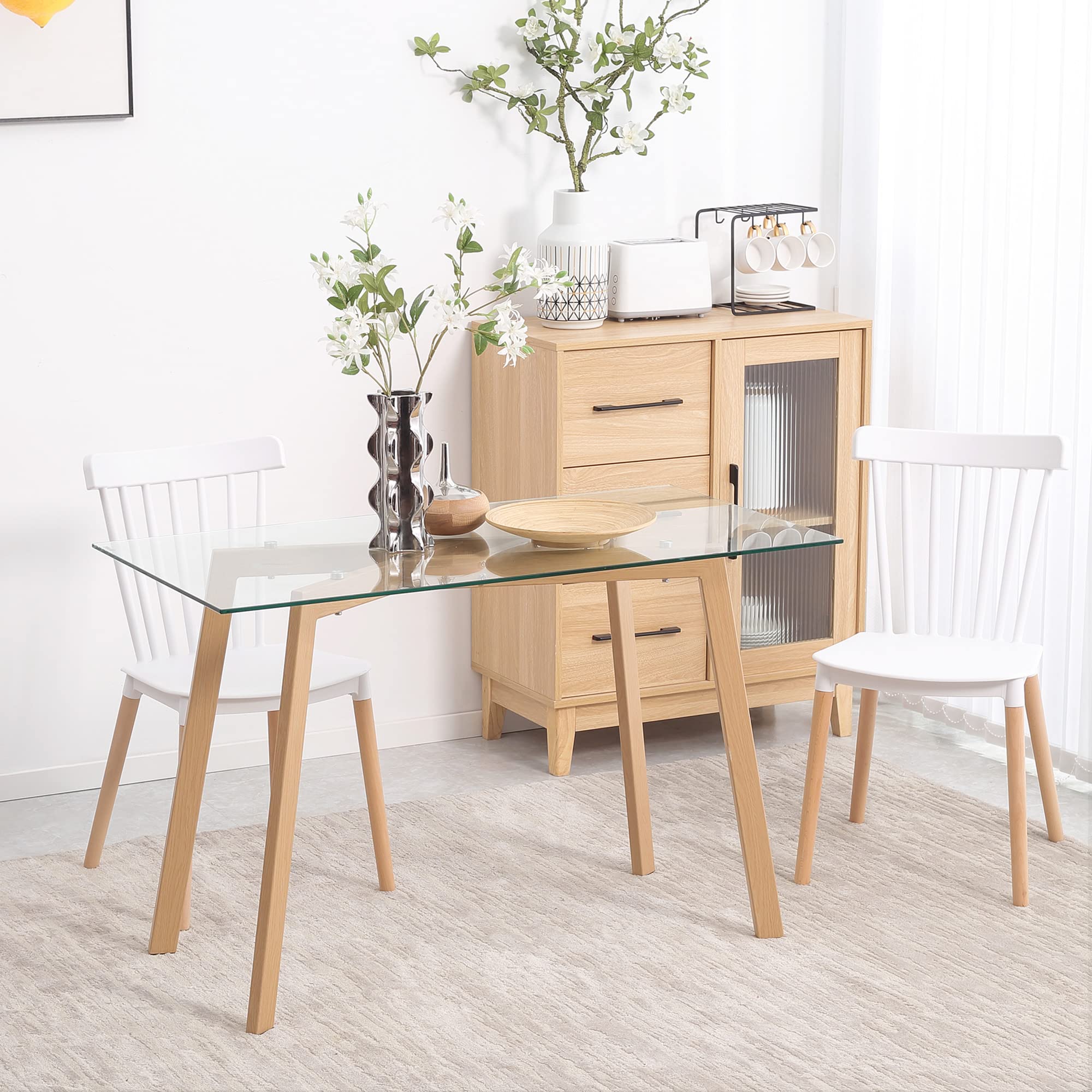 HOMCOM Tavolo da Pranzo Rettangolare per 4 Persone MAX Vetro 120x60x76 cm | Tavolo da Pranzo in Vetro Temperato e Acciaio, per Cucina, Soggiorno