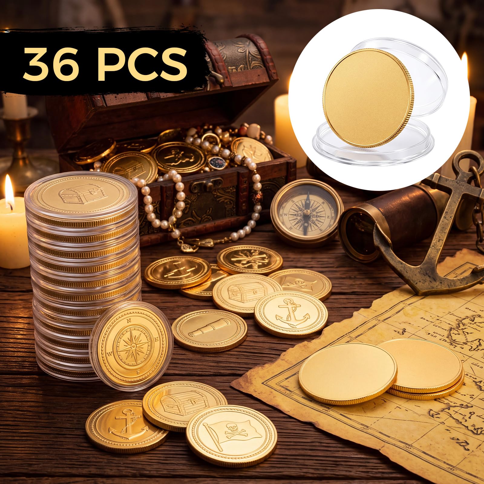 36 Stück Goldlegierung Blanko-Münzen für Lasergravur, DIY, 40 mm